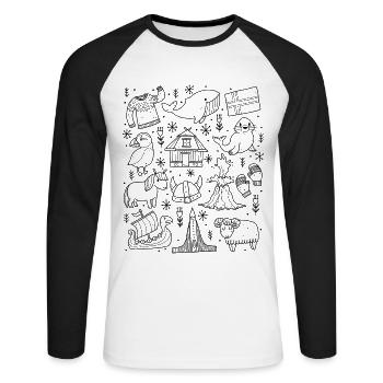 Island - Unisex Baseballshirt langarm - Weiß/Schwarz - Vorne - Nik (191cm)