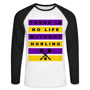 Es gibt kein Leben ohne Hurling - Unisex Baseballshirt langarm - Weiß/Schwarz - Vorne - Nik (191cm)