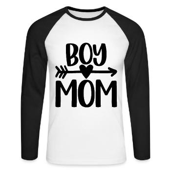 Boy Mom - Unisex Long Sleeve Baseball T-Shirt - white/black - Front - Nik (191cm)