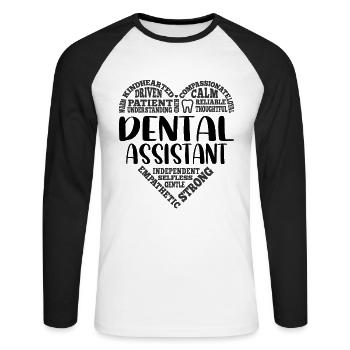Assistant dentaire Dentiste Hygiéniste Dentisterie - T-shirt baseball manches longues Homme - blanc/noir - Devant - Nik (191cm)
