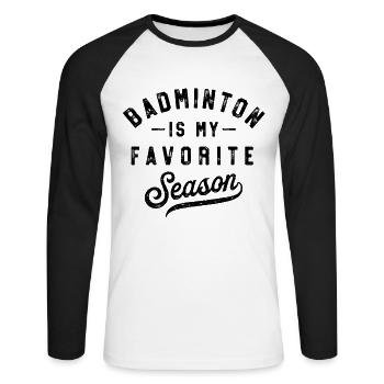 Le badminton est ma saison préférée - T-shirt baseball manches longues Homme - blanc/noir - Devant - Nik (191cm)