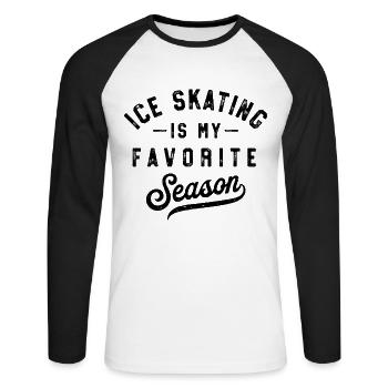 Eislaufen ist meine Lieblingsjahreszeit - Unisex Baseballshirt langarm - Weiß/Schwarz - Vorne - Nik (191cm)