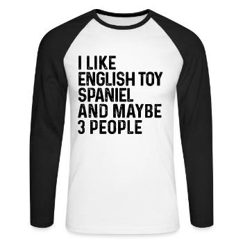 J’aime l’épagneul jouet anglais et peut-être le chien de 3 personnes - T-shirt baseball manches longues Homme - blanc/noir - Devant - Nik (191cm)