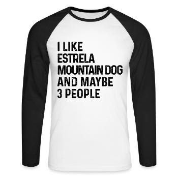 J'aime le chien de montagne d'Estrela et peut-être 3 personnes - T-shirt baseball manches longues Homme - blanc/noir - Devant - Nik (191cm)