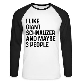 J'aime le schnauzer géant et peut-être le chien de 3 personnes - T-shirt baseball manches longues Homme - blanc/noir - Devant - Nik (191cm)