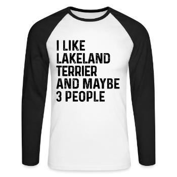 J’aime Lakeland Terrier et peut-être 3 personnes chien - T-shirt baseball manches longues Homme - blanc/noir - Devant - Nik (191cm)