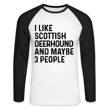 I Like Scottish Deerhound And Maybe 3 People Dog - Unisex Long Sleeve Baseball T-Shirt - white/black - Front - Nik (191cm)