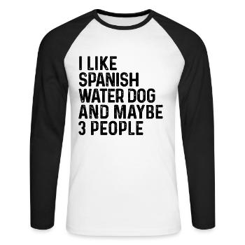 J’aime le chien d’eau espagnol et peut-être le chien de 3 personnes - T-shirt baseball manches longues Homme - blanc/noir - Devant - Nik (191cm)