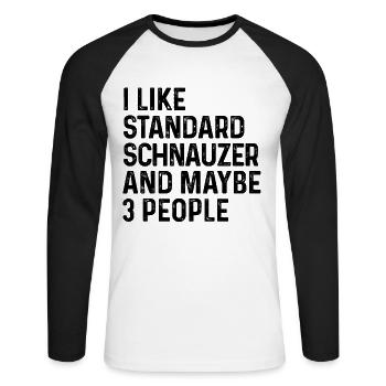 J’aime le schnauzer standard et peut-être le chien de 3 personnes - T-shirt baseball manches longues Homme - blanc/noir - Devant - Nik (191cm)