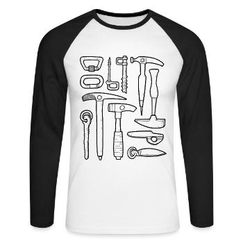 Matériel d’alpinisme - T-shirt baseball manches longues Homme - blanc/noir - Devant - Nik (191cm)