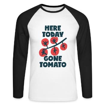 Ici aujourd’hui Gone Tomato - T-shirt baseball manches longues Homme - blanc/noir - Devant - Nik (191cm)