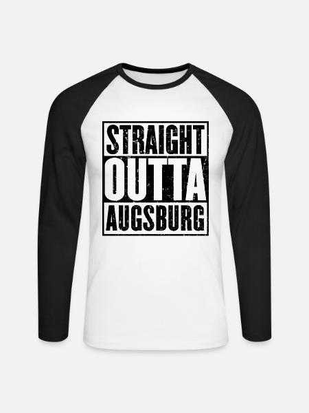 Direkt Outta Augsburg - Unisex Baseballshirt langarm - Weiß/Schwarz