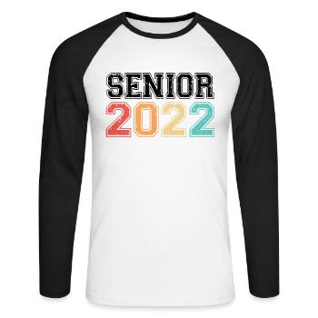 Senior 2022 Rétro Vintage - T-shirt baseball manches longues Homme - blanc/noir - Devant - Nik (191cm)
