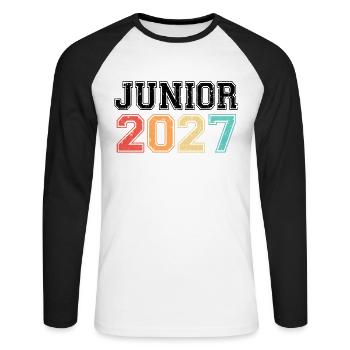 Junior 2027 Rétro Vintage - T-shirt baseball manches longues Homme - blanc/noir - Devant - Nik (191cm)