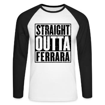 Droite Outta Ferrara - T-shirt baseball manches longues Homme - blanc/noir - Devant - Nik (191cm)
