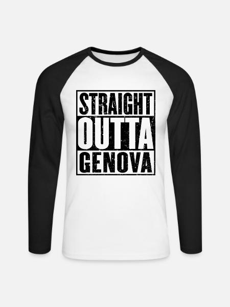 Gerade Outta Genova - Unisex Baseballshirt langarm - Weiß/Schwarz