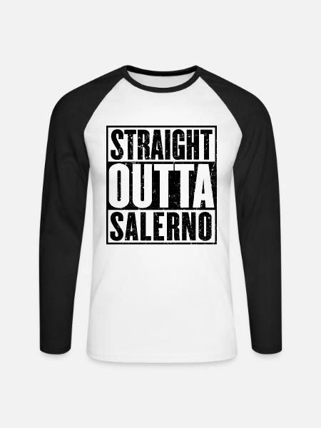 Gerade Outta Salerno - Unisex Baseballshirt langarm - Weiß/Schwarz