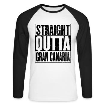 Tout droit Outta Gran Canaria - T-shirt baseball manches longues Homme - blanc/noir - Devant - Nik (191cm)