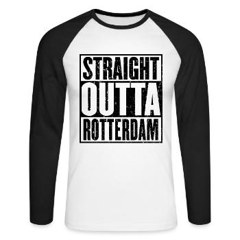 Straight Outta Rotterdam Vintage - Unisex Long Sleeve Baseball T-Shirt - white/black - Front - Nik (191cm)