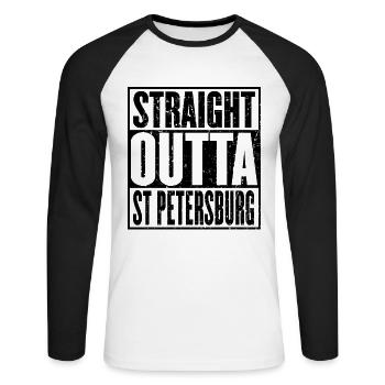 Straight Outta St Petersburg Vintage - Unisex Long Sleeve Baseball T-Shirt - white/black - Front - Nik (191cm)
