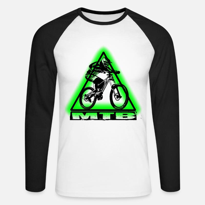 MTB Bike - Unisex Baseballshirt langarm - Weiß/Schwarz