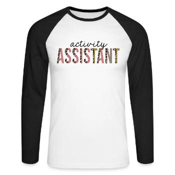 Activity Assistant Leopard Print Lustig - Unisex Baseballshirt langarm - Weiß/Schwarz - Vorne - Nik (191cm)
