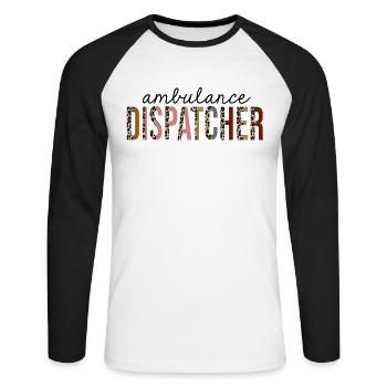 Ambulance Dispatcher Leopard Print Funny - Unisex Long Sleeve Baseball T-Shirt - white/black - Front - Nik (191cm)