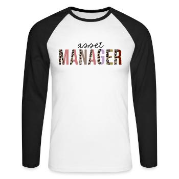 Asset manager Leopard Print Funny - Unisex Long Sleeve Baseball T-Shirt - white/black - Front - Nik (191cm)