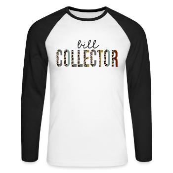 Bill Collector Leopardenprint Lustig - Unisex Baseballshirt langarm - Weiß/Schwarz - Vorne - Nik (191cm)