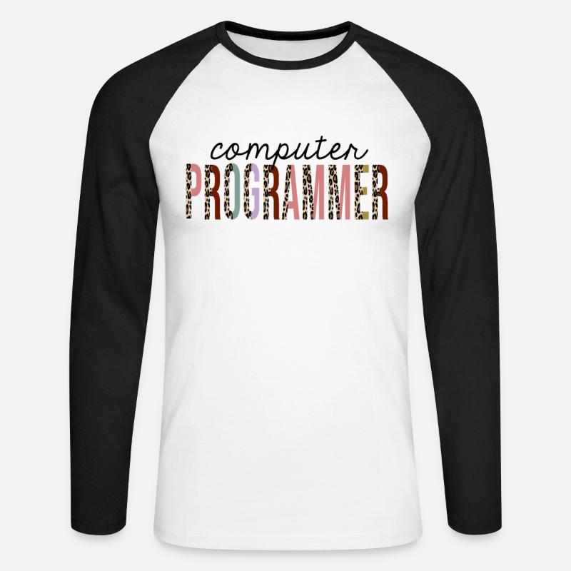 Computerprogrammierer Leopard Print lustig - Unisex Baseballshirt langarm - Weiß/Schwarz