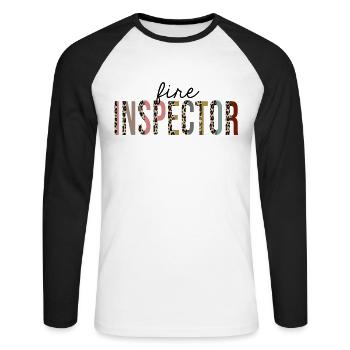Fire Inspector Leopard Print Lustig - Unisex Baseballshirt langarm - Weiß/Schwarz - Vorne - Nik (191cm)