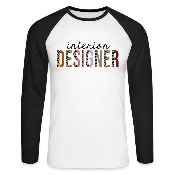 Architecte d’intérieur Leopard Print Funny - T-shirt baseball manches longues Homme - blanc/noir - Devant - Nik (191cm)