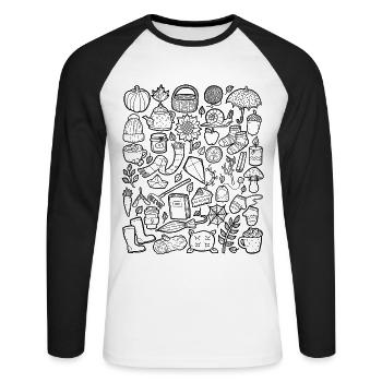 Autumn - Unisex Long Sleeve Baseball T-Shirt - white/black - Front - Nik (191cm)