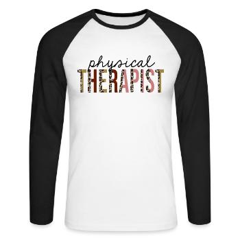 Physical Therapist Leopard Print Funny - Unisex Long Sleeve Baseball T-Shirt - white/black - Front - Nik (191cm)