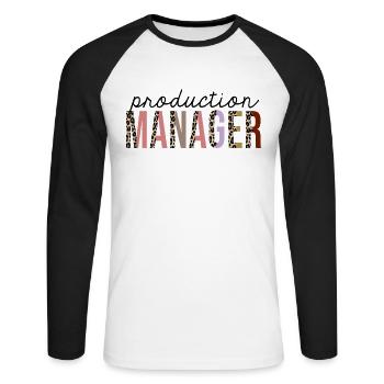 Produktionsleiter Leopard Print Funny - Unisex Baseballshirt langarm - Weiß/Schwarz - Vorne - Nik (191cm)
