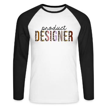Produktdesigner Leopard Print Funny - Unisex Baseballshirt langarm - Weiß/Schwarz - Vorne - Nik (191cm)