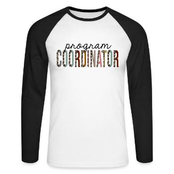 Coordonnatrice du programme Leopard Print Funny - T-shirt baseball manches longues Homme - blanc/noir - Devant - Nik (191cm)