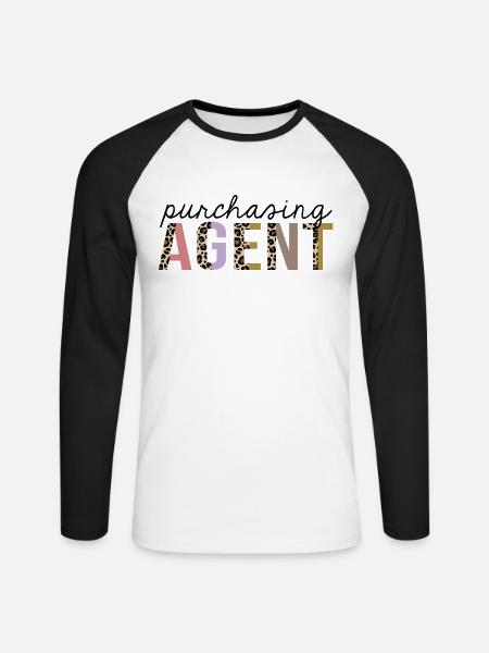 Purchasing Agent Leopard Print Funny - Unisex Long Sleeve Baseball T-Shirt - white/black