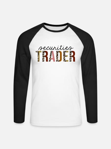 Securities Trader Leopard Print Funny - Unisex Long Sleeve Baseball T-Shirt - white/black