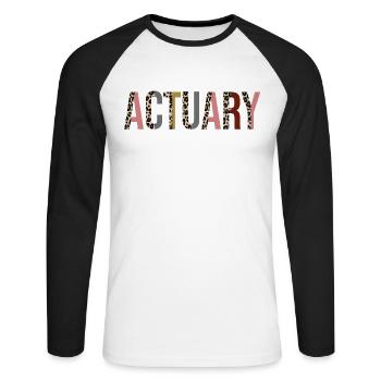 Actuary - Unisex Long Sleeve Baseball T-Shirt - white/black - Front - Nik (191cm)