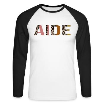 Aide - Unisex Long Sleeve Baseball T-Shirt - white/black - Front - Nik (191cm)