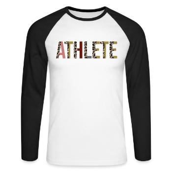 Athlète - T-shirt baseball manches longues Homme - blanc/noir - Devant - Nik (191cm)