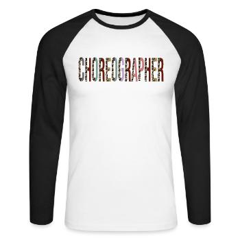 Chorégraphe - T-shirt baseball manches longues Homme - blanc/noir - Devant - Nik (191cm)