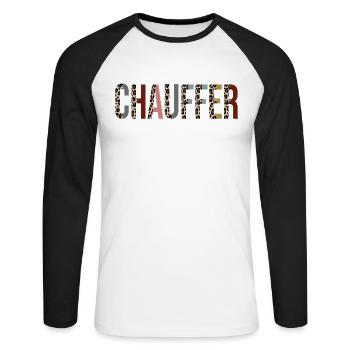 Chauffeur - T-shirt baseball manches longues Homme - blanc/noir - Devant - Nik (191cm)