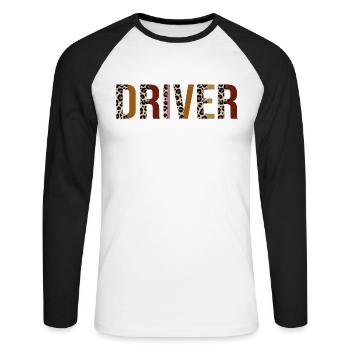 Chauffeur - T-shirt baseball manches longues Homme - blanc/noir - Devant - Nik (191cm)