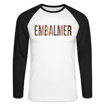 Embalmer - Unisex Long Sleeve Baseball T-Shirt - white/black - Front - Nik (191cm)