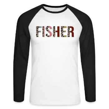 Fischer - Unisex Baseballshirt langarm - Weiß/Schwarz - Vorne - Nik (191cm)