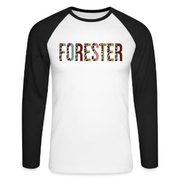 Forester - Unisex Long Sleeve Baseball T-Shirt - white/black - Front - Nik (191cm)