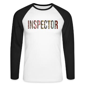 Inspector - Unisex Long Sleeve Baseball T-Shirt - white/black - Front - Nik (191cm)