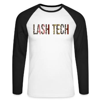 Wimpern-Technologie - Unisex Baseballshirt langarm - Weiß/Schwarz - Vorne - Nik (191cm)